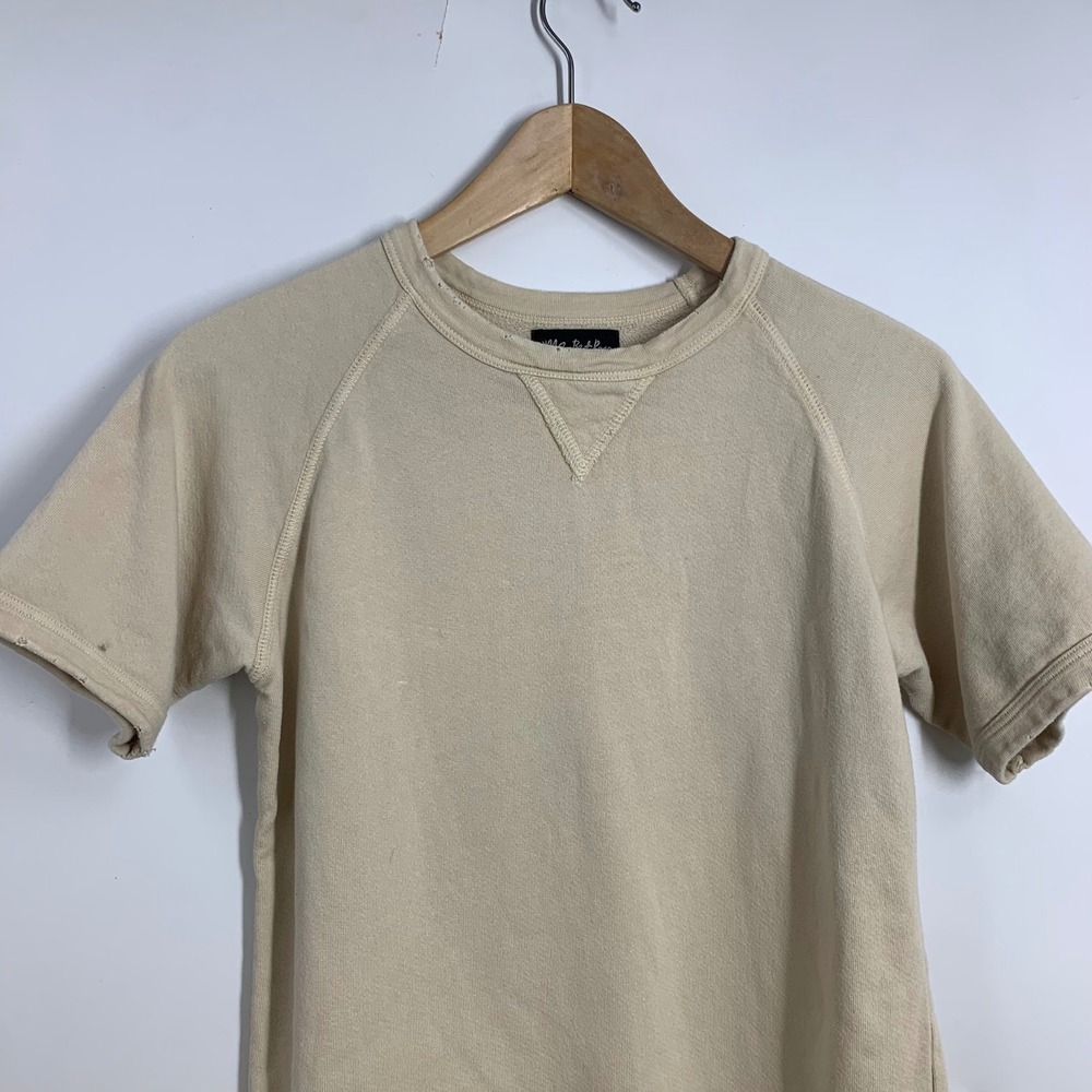 Back Beat Rags Women's Short Sleeve Raglan Sweatshirt Distressed V-Stitch Size M - Picture 3 of 12
